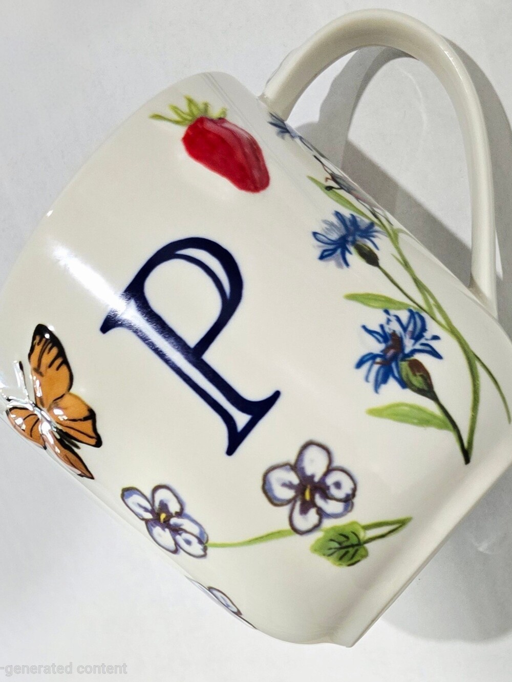 NEW! Anthropologie Monarch Monogram Mug Cup Letter 'P' Size 14.75 oz